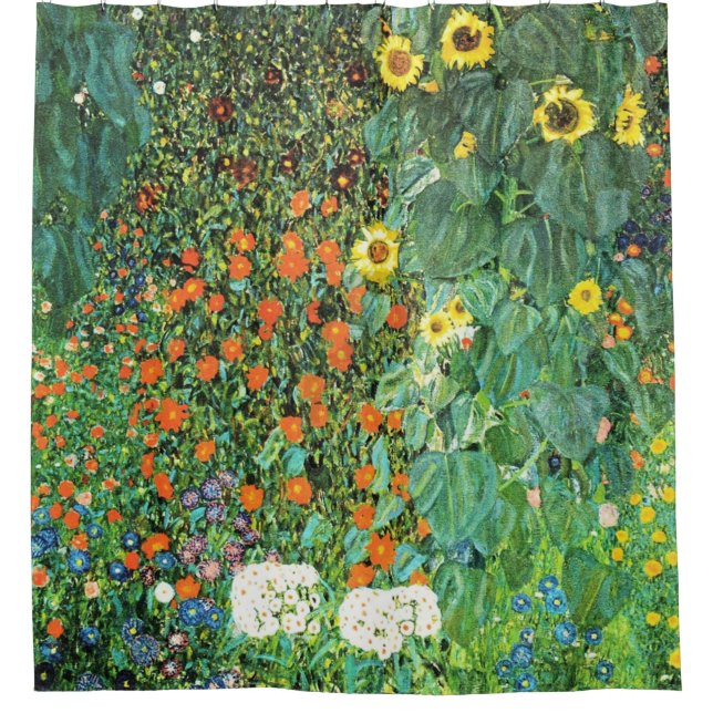 Farm Garden With Sunflowers Gustav Klimt Duschvorhang (Vorderseite)