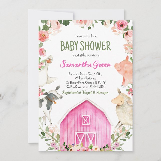 Farm Girl Baby Shower Einladung (Vorderseite)