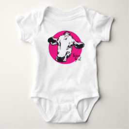 Farm Girl Pink Cow Baby Bodysuit Strampler
