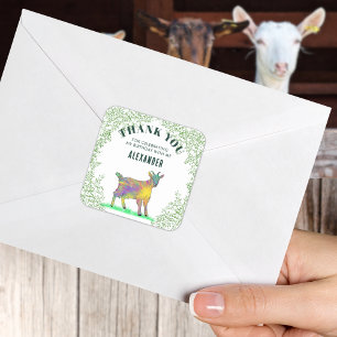 Farm Goat Birthday Party Danke Quadratischer Aufkleber