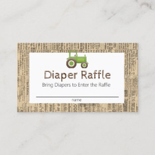 Farm Green Tractor Windel-Raffle-Karte Visitenkarte