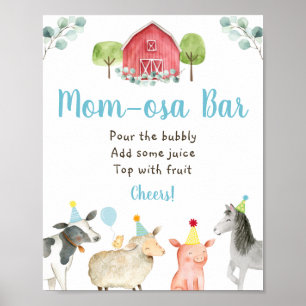 Farm Greenery Baby Shower Mom-osa Bar Sign Poster