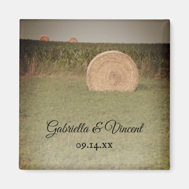 Farm Hay Bales Country Wedding Magnet (Vorne)