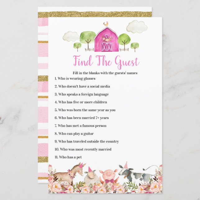 Farm House Animals Barnyard Finden Sie das Game (Vorne/Hinten)