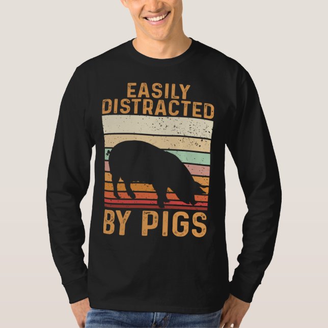 Farm Kids Piglet Easily Distracted By Pigs T-Shirt (Vorderseite)