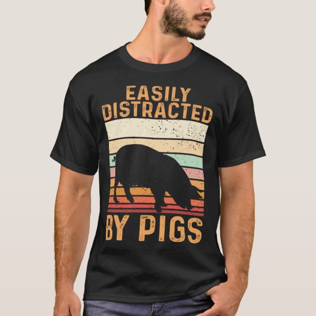 Farm Kids Piglet Easily Distracted By Pigs T-Shirt (Vorderseite)