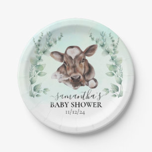 Farm Kuh Calf Baby Dusche Eukalyptus Pappteller