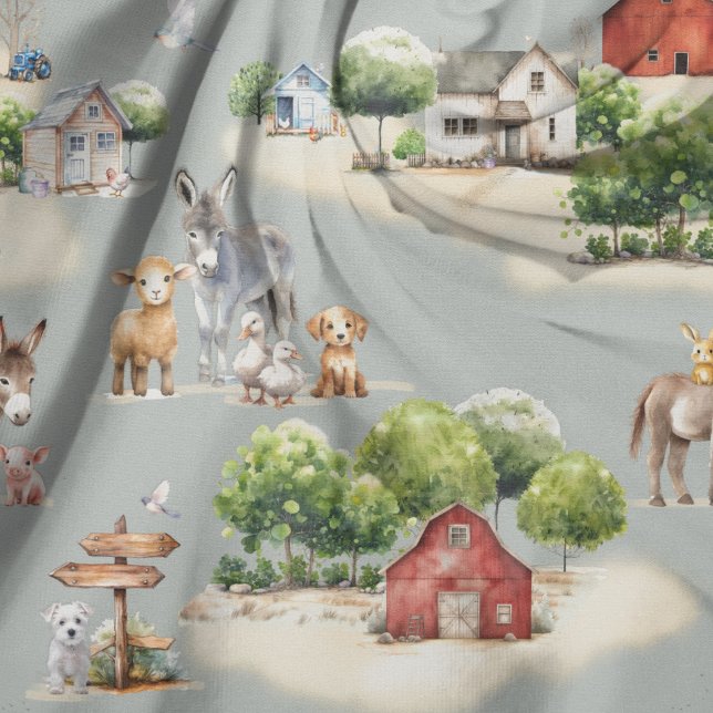 Farm Land Blue Seamless Pattern Stoff (Von Creator hochgeladen)