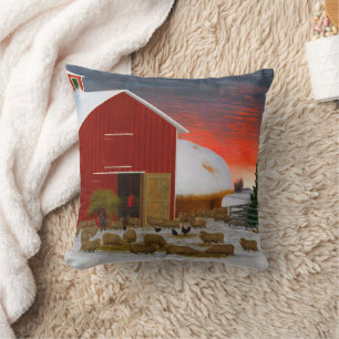Farm Life Barnyard in Winter Horatio Shaw 1885 Kissen