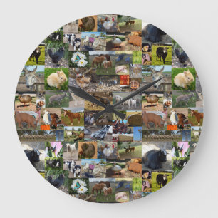 Farm Life Photo Collage,   Große Wanduhr