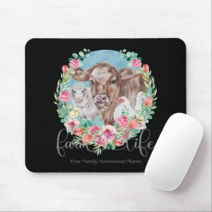 Farm Life Quote Family Homestead Chicken Cow Lamb Mousepad