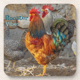 Farm Life Rooster Vibes Hard Plastic Coasters Getränkeuntersetzer