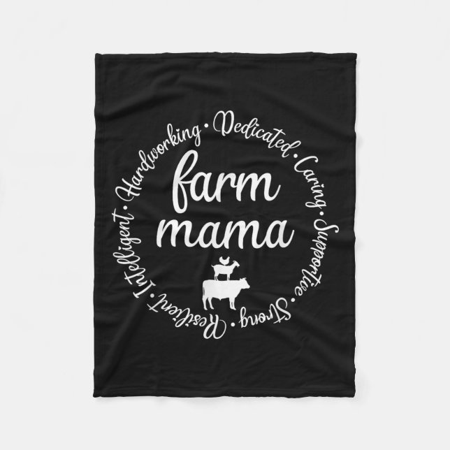 Farm Mama Hardworking Dedicated Goat Chicken G Cow Fleecedecke (Vorderseite)