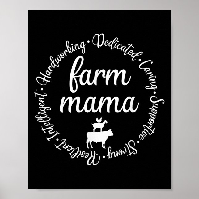 Farm Mama Hardworking Dedicated Goat Chicken G Cow Poster (Vorne)