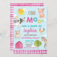 Farm Old MacDonald Barnyard Pink Animals Party