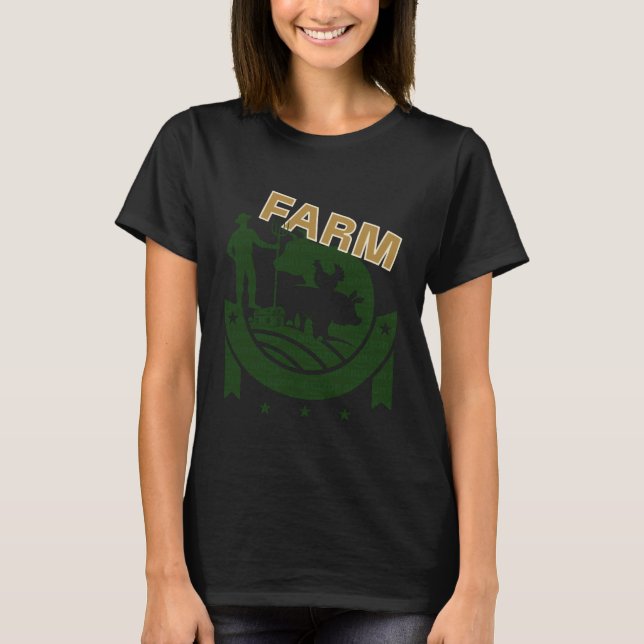Farm Pig America Cow Farmer barn Chicken Field Rib T-Shirt (Vorderseite)