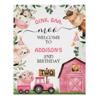 Farm Pink Barn Traktor Geburtstag Willkommen