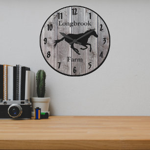 Farm Ranch oder Stable Name Custom Barnwood Stylin Große Wanduhr