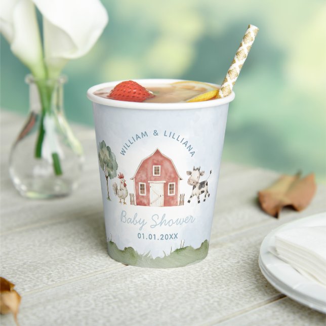Farm Red Barn Animal Baby Shooting Paper Cups Pappbecher
