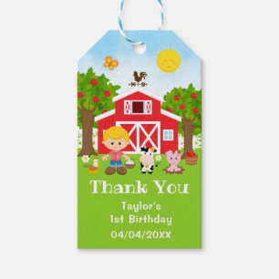 Farm Roter Geburtstag Blonder Haare Junge Danke Geschenkanhänger