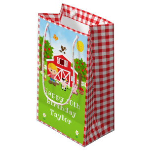 Farm Roter Scheune Blondes Haar Junge Alles Gute z Kleine Geschenktüte