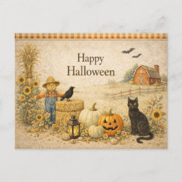 Farm Roter Scheune Halloween Feiertagspostkarte