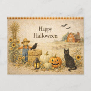 Farm Roter Scheune Halloween Feiertagspostkarte