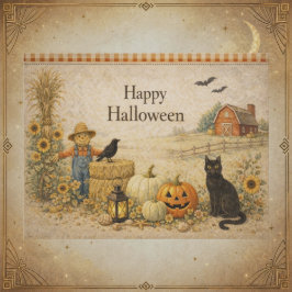 Farm Roter Scheune Halloween Feiertagspostkarte