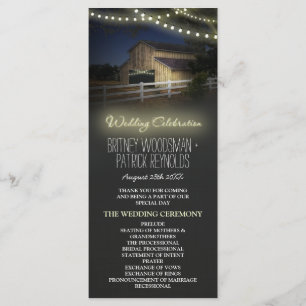 Farm String Lights Rustic Barn Wedding Programs Programm