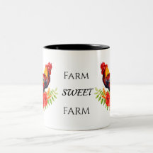 Farm Sweet Farm Floral Rooster Zwei-Tone-Kaffee-Mu