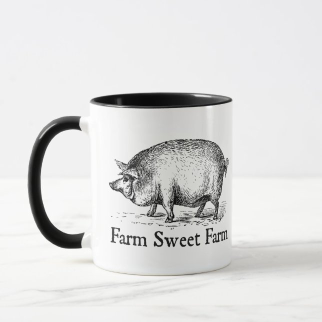Farm Sweet Farm Vintag Pig Kaffee Tasse (Links)