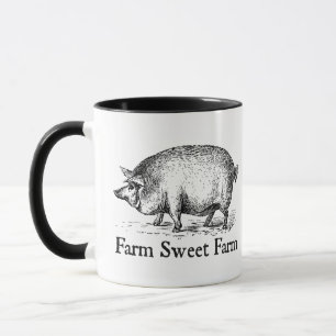 Farm Sweet Farm Vintage-Schweine-Kaffeetasse Tasse