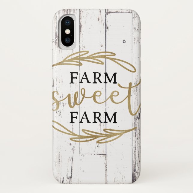 Farm Sweet Farm White Wood Country Bauernhof Case-Mate iPhone Hülle (Rückseite)