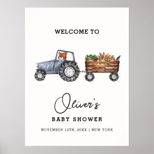Farm Teddy Bear Baby Dusche Willkommen Poster