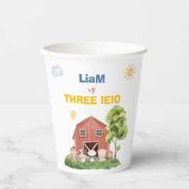 Farm Three I-E-I-O 3rd Birthday  Pappbecher