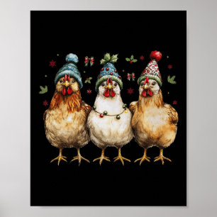 Farm Tier Hühnchen Weihnachtscoquette Bow Hühnchen Poster