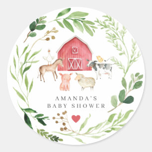 Farm-Tiere Baby Shower  Runder Aufkleber