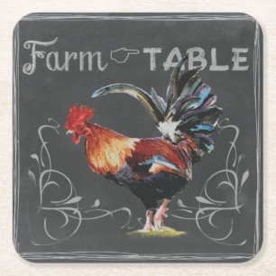 Farm-to-Table-Hahn Rechteckiger Pappuntersetzer