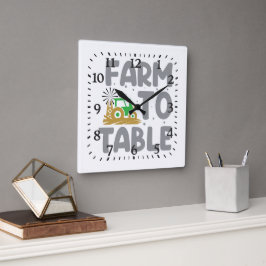 Farm to Table Tractor Windmill  Quadratische Wanduhr
