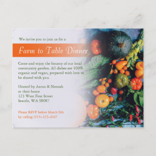 Farm to Table Vegan Dinner Einladung Postkarte