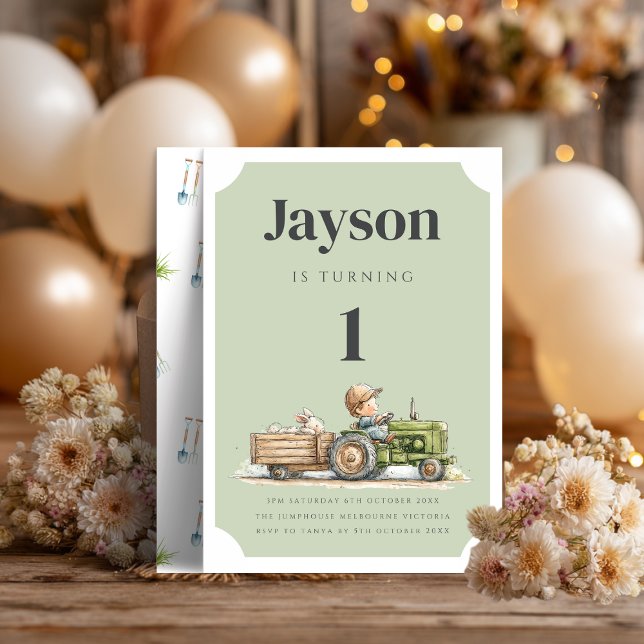 Farm Tractor Birthday Invitation | Barnyard Animal (Von Creator hochgeladen)