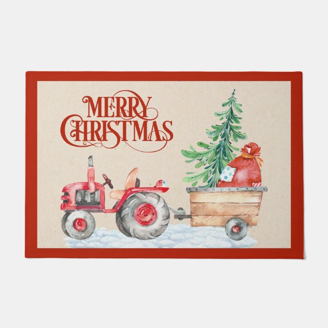 Farm Tractor Christmas Doormat Fußmatte (Vorderseite)