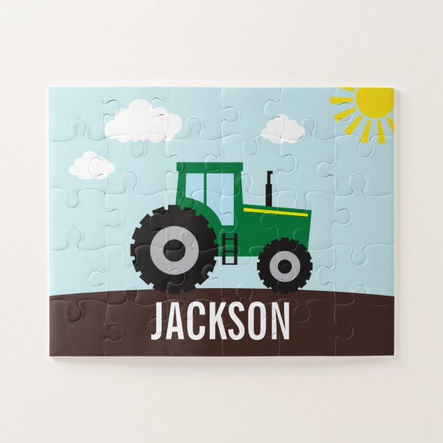 Farm Tractor Green und Gelb Puzzle (Horizontal)