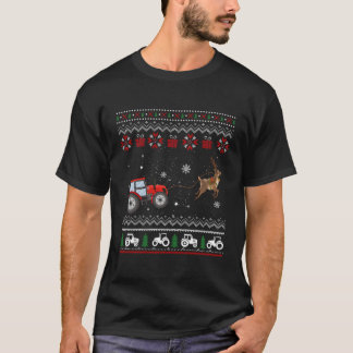 Farm Tractor Rentier Fun Ugge Weihnachts-Bauer Wi T-Shirt