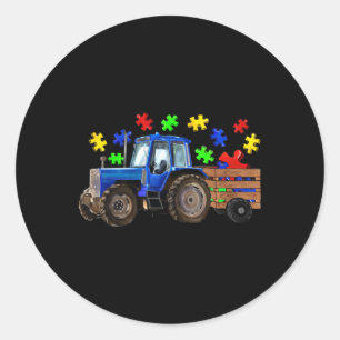 Farm Tractor Truck Puzzle Autismus Sensibilitätsta Runder Aufkleber