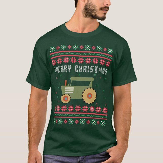 Farm Tractor Ugly Weihnachtssüßer T-Shirt (Vorderseite)