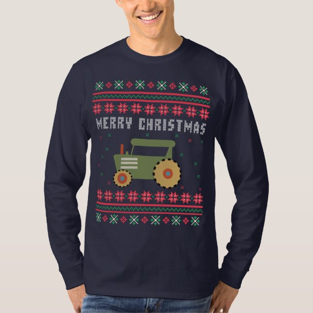 Farm Tractor Ugly Weihnachtssüßer T-Shirt (Vorderseite)