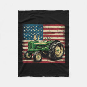 Farm Tractor US Flag Traktor American Farm USA Fleecedecke