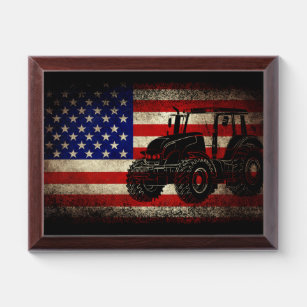 Farm Tractors America Flag Patriotic Farm Gift Awardplakette
