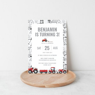 Farm Tractors Thema Geburtstag Einladung